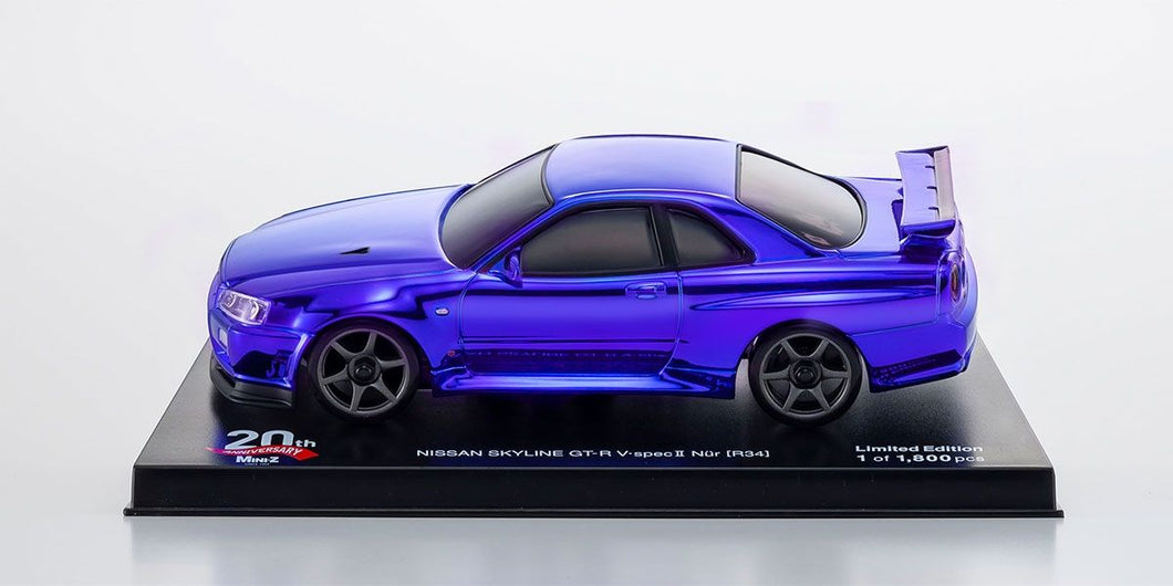 MZP427CBL MINI-Z AWD Sports NISSAN SKYLINE GT-R V･Spec Ⅱ Nur (R34) Chrome Blue